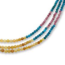 Jay King Sterling Silver Multicolor Multigemstone Bead 3-Row Necklace