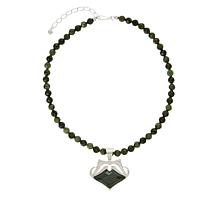 Jay King Sterling Silver Nephrite Jade Pendant with Bead Necklace