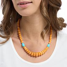 Jay King Sterling Silver Orange Spiny & Azure Peaks Necklace