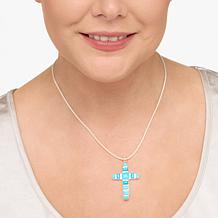 Jay King Sterling Silver Peruvian Turquoise Cross Pendant with Chain