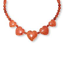 Jay King Sterling Silver Red Branch Coral Multi-Heart Necklace