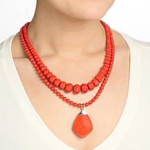 Jay King Sterling Silver Red Coral 3-Piece Pendant and Necklace Set