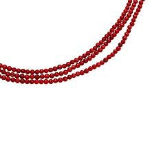 Jay King Sterling Silver Red Coral Bead 3-Strand Necklace