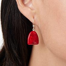 Jay King Sterling Silver Red Coral Drop Earrings