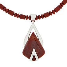 Jay King Sterling Silver Red Jasper Pendant with Necklace