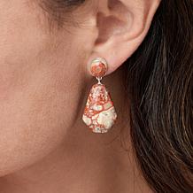 Jay King Sterling Silver Red Volcanic Stone Drop Earrings