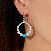 Jay King Sterling Silver Sleeping Beauty Turquoise Hoop Drop Earrings