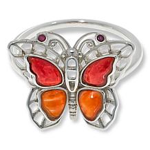 Jay King Sterling Silver Spiny Oyster Shell & Ruby Butterfly Ring