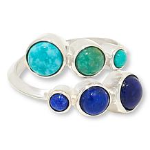 Jay King Sterling Silver Turquoise and Lapis Bypass Ring