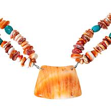 Jay King Sterling Silver Turquoise and Spiny Oyster Shell 18" Necklace