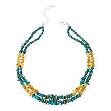 Jay King Sterling Silver Turquoise and Yellow Opal 2-Row 18" Necklace