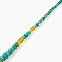 Jay King Sterling Spruce Mountain Turquoise & Green Amber Necklace