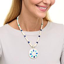 Jay King Tibetan Calcite Multigem Inlay Pendant with Necklace