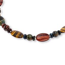 Jay King Tiger's Eye and Blue Hawk's Eye Quartz Bead 32" Necklace