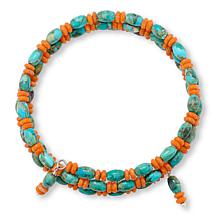 Jay King Turquoise and Orange Coral Coil Bracelet