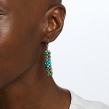 Jay King Turquoise and Pink Tourmaline Woven Drop Earrings