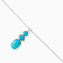 Jay King Turquoise Kingman 3 Stone Pendant with Chain, Sterling