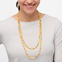 Jay King Yellow Dolomite and Turquoise Bead 60" Necklace