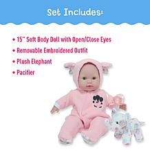 JC Toys Berenguer Boutique 15" Soft Girl Baby Doll w/ Elephant Outfit