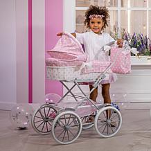 JC Toys Berenguer Boutique Deluxe Royal Baby Doll Pram in Pink