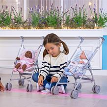 JC Toys Berenguer Boutique Single Umbrella Baby Doll Stroller in Blue