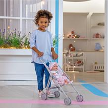JC Toys Berenguer Boutique Single Umbrella Baby Doll Stroller in Pink