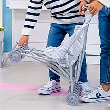 JC Toys Berenguer Boutique Twin Umbrella Baby Doll Stroller in Gray