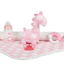JC Toys La Newborn 15" Real Girl Baby Doll, Pink Outfit and Dinosaur