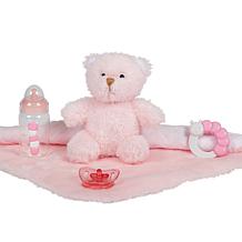 JC Toys La Newborn 15" Real Girl Baby Doll White Outfit & Teddy Bear