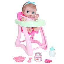 JC Toys Lil Cutesies 9" Baby Doll and High Chair Feeding Time Gift Set