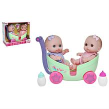 JC Toys Lil' Cutesies Twins 8.5" All Vinyl Dolls Stroller Set