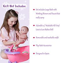 JC Toys Lots to Love Babies 14" Baby Doll & Bath Shower Gift Set