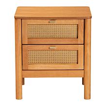 Jenn 2-Drawer Rattan Front Nightstand with Rounded Legs