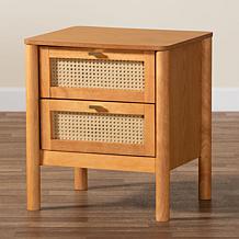 Jenn 2-Drawer Rattan Front Nightstand with Rounded Legs