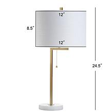 Jonathan Y Alyssa 24.5" Metal Marble LED Table Lamp White and Gold