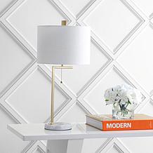 Jonathan Y Alyssa 24.5" Metal Marble LED Table Lamp White and Gold