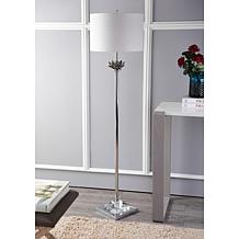 Jonathan Y Amelia Lotus 59" Smoke Gray and Chrome LED Floor Lamp