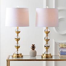 Jonathan Y Avery 27.5" Crystal and Brass LED Table Lamp - Set of 2