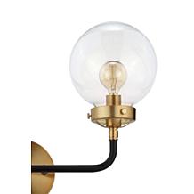 JONATHAN Y Black and Brass Caleb 18" 2-Light Brass Wall Sconce