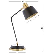 JONATHAN Y Black and Brass Gold Rochelle 23" Metal LED Task Lamp