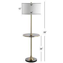 JONATHAN Y Black Brass Luce 59" Metal Wood LED Floor Lamp with Table