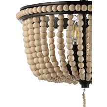 JONATHAN Y Black Light Taupe Allie 14" Wood Beaded Metal Flush Mount