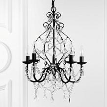 JONATHAN Y Black Maura 17" 5-Light Crystal and Metal LED Chandelier