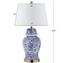 JONATHAN Y Blue and White Ellis 29.5" Ceramic LED Table Lamp