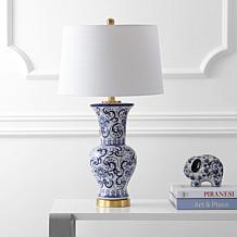 JONATHAN Y Blue and White Leo 28.5" Chinoiserie LED Table Lamp
