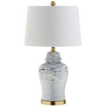 JONATHAN Y Blue and White Wallace 26" Ceramic LED Table Lamp