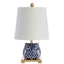 JONATHAN Y Blue White Justina 16" Ceramic Mini LED Table Lamp
