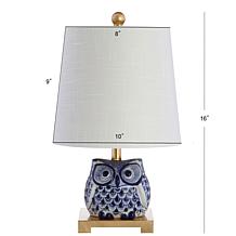 JONATHAN Y Blue White Justina 16" Ceramic Mini LED Table Lamp