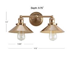 JONATHAN Y Brass Gold August 17.5" 2-light Metal Vanity Light