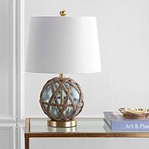 JONATHAN Y Brown Aqua Andrews 21.5" Glass Rope Table Lamp